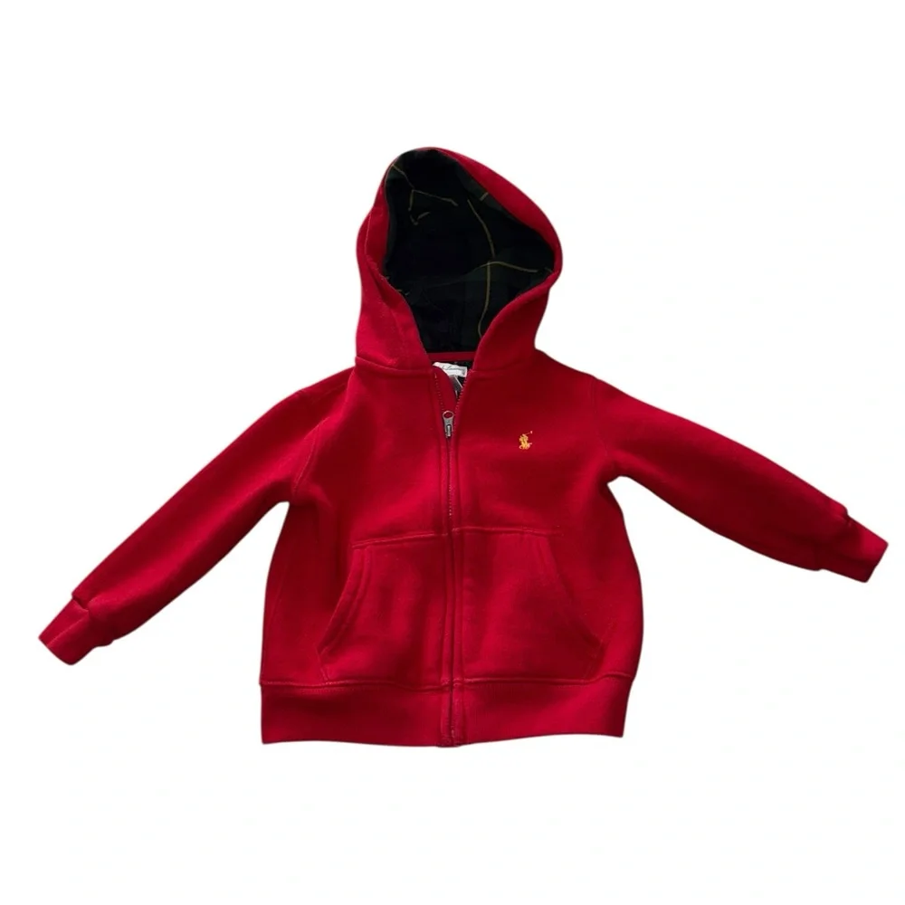 Ralph Lauren Kids Bright Red Zip-Up Hoodie Size 18 Month Baby